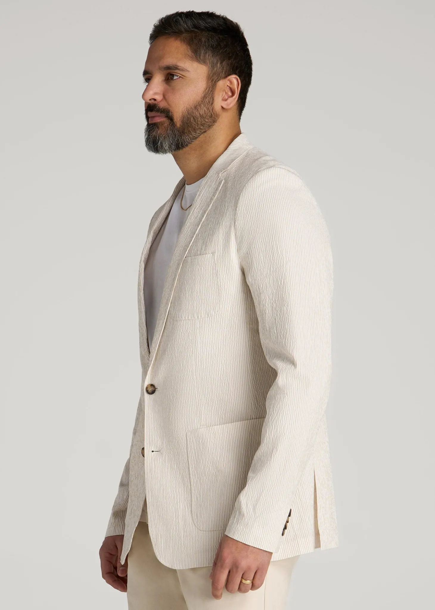 Stretch Seersucker Blazer for Tall Men