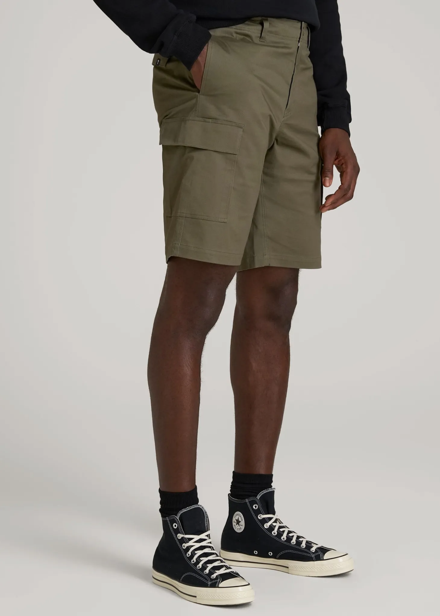 Stretch Twill Cargo Shorts for Tall Men