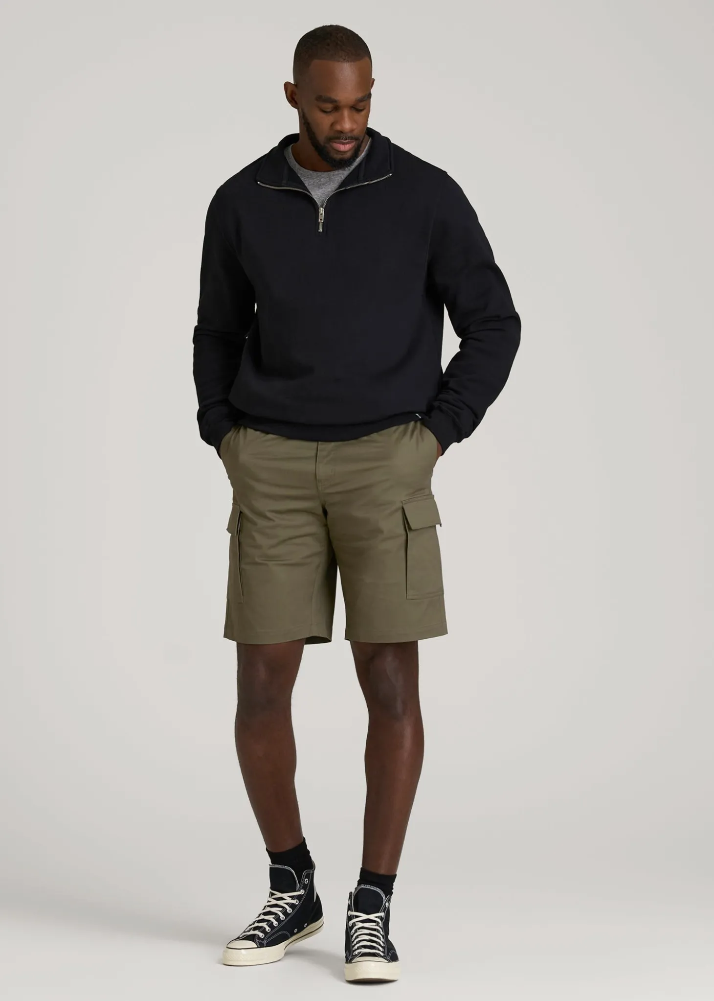 Stretch Twill Cargo Shorts for Tall Men
