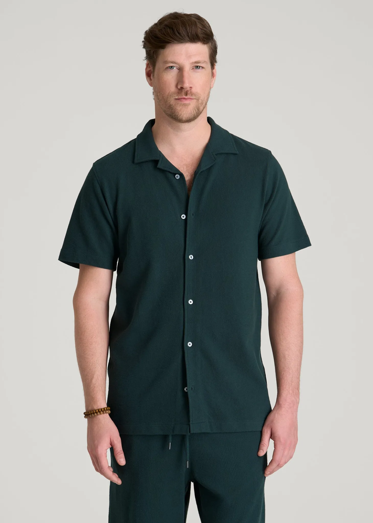 Terry Cotton Polo Cardigan for Tall Men