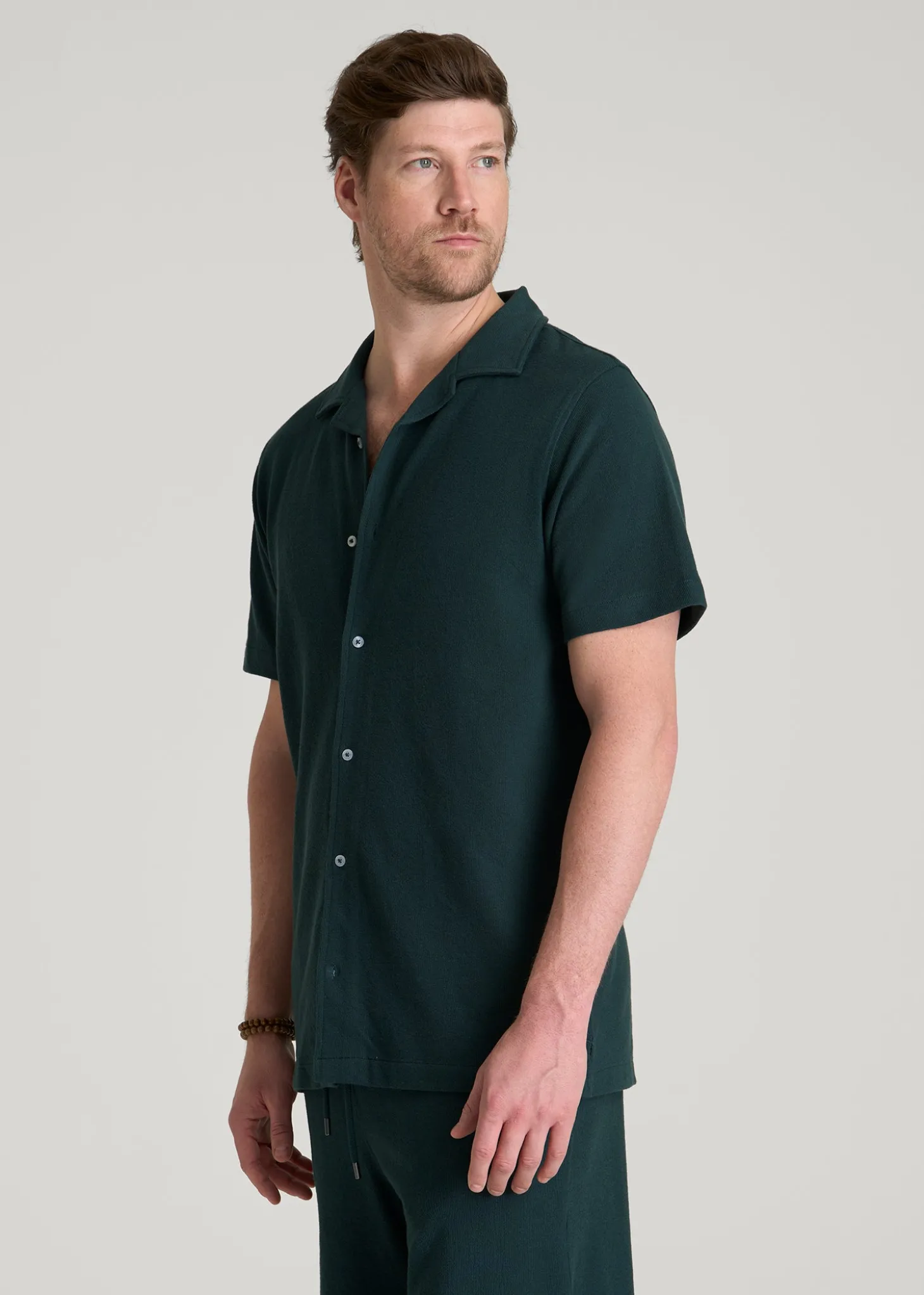 Terry Cotton Polo Cardigan for Tall Men