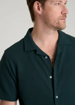 Terry Cotton Polo Cardigan for Tall Men