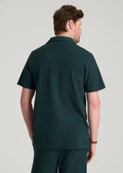 Terry Cotton Polo Cardigan for Tall Men