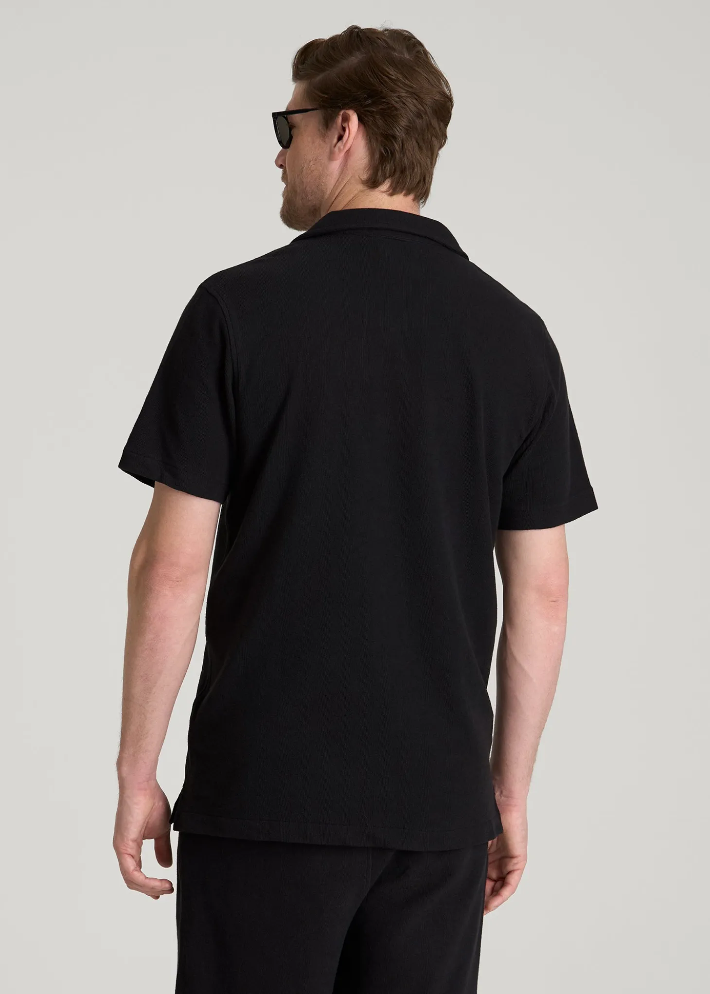 Terry Cotton Polo Cardigan for Tall Men