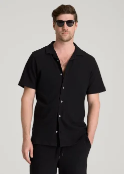 Terry Cotton Polo Cardigan for Tall Men