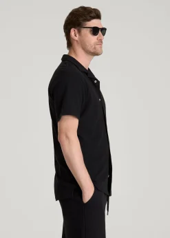 Terry Cotton Polo Cardigan for Tall Men