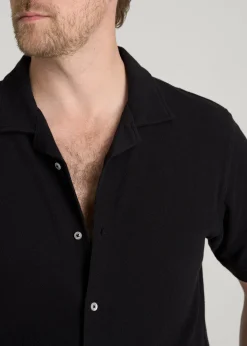 Terry Cotton Polo Cardigan for Tall Men
