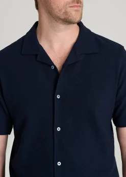 Terry Cotton Polo Cardigan for Tall Men