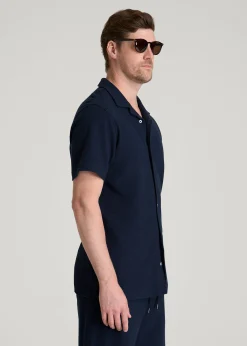 Terry Cotton Polo Cardigan for Tall Men