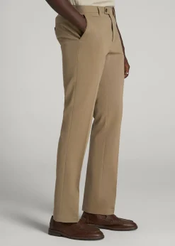 Textured Garment Washed Stretch Cotton Suit Pants for Tall Men
