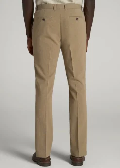 Textured Garment Washed Stretch Cotton Suit Pants for Tall Men