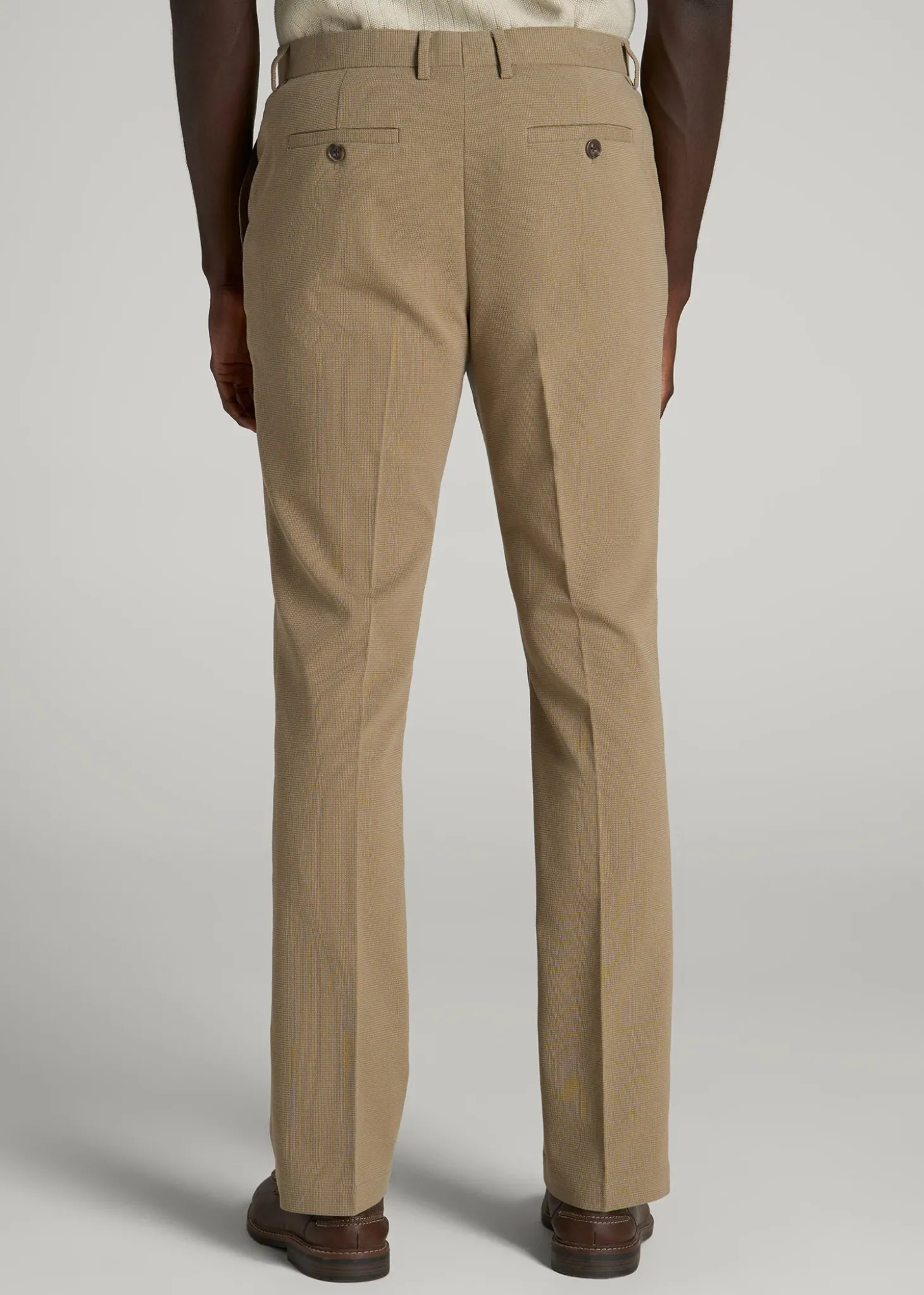 Textured Garment Washed Stretch Cotton Suit Pants for Tall Men