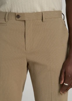 Textured Garment Washed Stretch Cotton Suit Pants for Tall Men