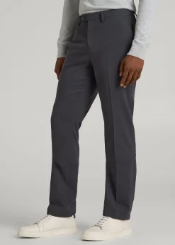 Textured Garment Washed Stretch Cotton Suit Pants for Tall Men
