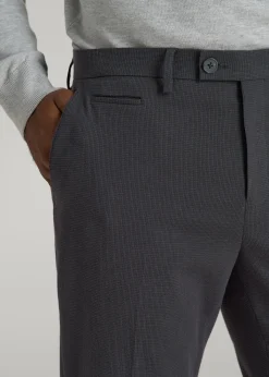Textured Garment Washed Stretch Cotton Suit Pants for Tall Men