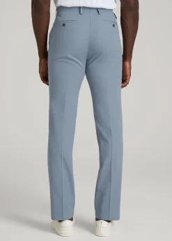 Textured Garment Washed Stretch Cotton Suit Pants for Tall Men