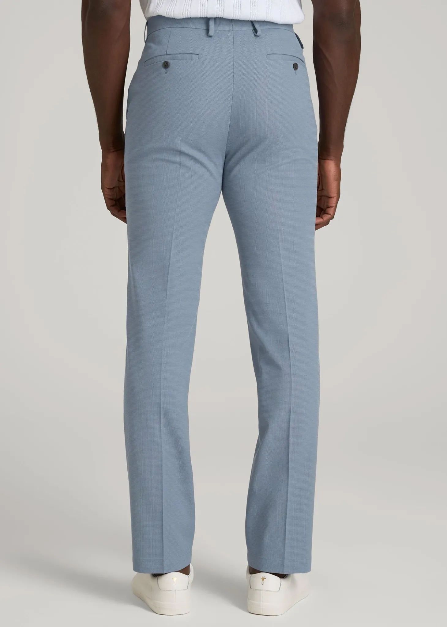 Textured Garment Washed Stretch Cotton Suit Pants for Tall Men
