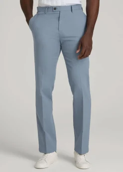 Textured Garment Washed Stretch Cotton Suit Pants for Tall Men