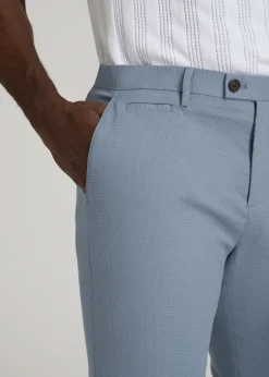 Textured Garment Washed Stretch Cotton Suit Pants for Tall Men