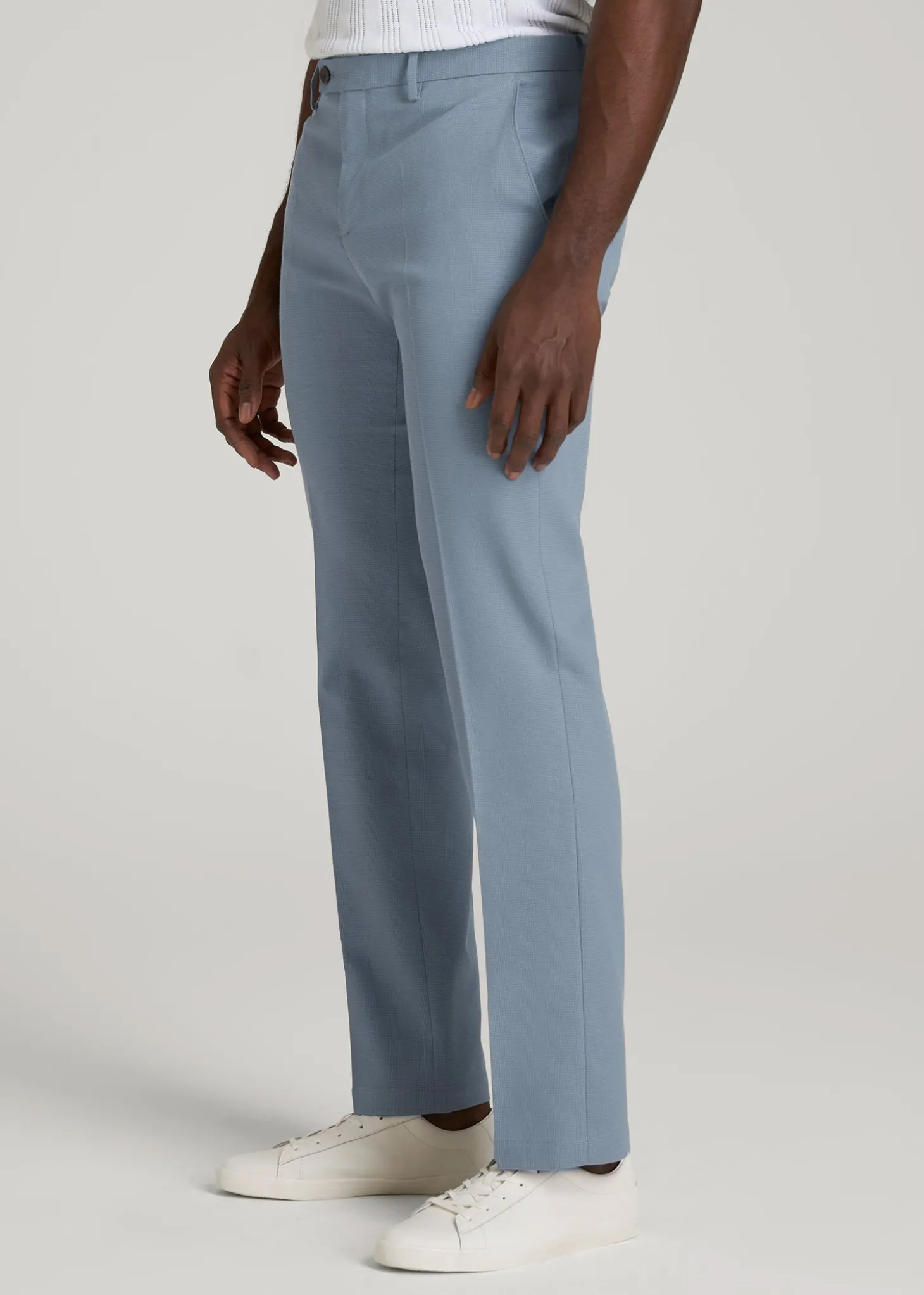 Textured Garment Washed Stretch Cotton Suit Pants for Tall Men