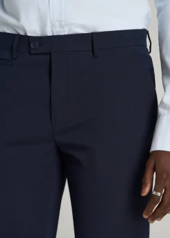 Textured Garment Washed Stretch Cotton Suit Pants for Tall Men