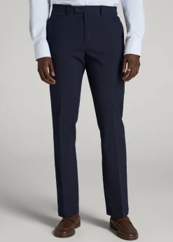 Textured Garment Washed Stretch Cotton Suit Pants for Tall Men