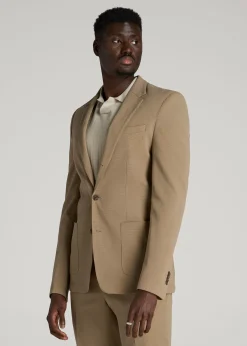 Textured Garment Washed Stretch Cotton Blazer for Tall Men