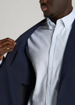 Textured Garment Washed Stretch Cotton Blazer for Tall Men