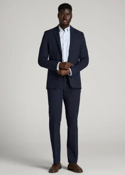 Textured Garment Washed Stretch Cotton Blazer for Tall Men
