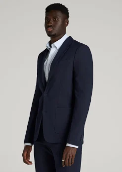 Textured Garment Washed Stretch Cotton Blazer for Tall Men