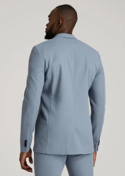 Textured Garment Washed Stretch Cotton Blazer for Tall Men