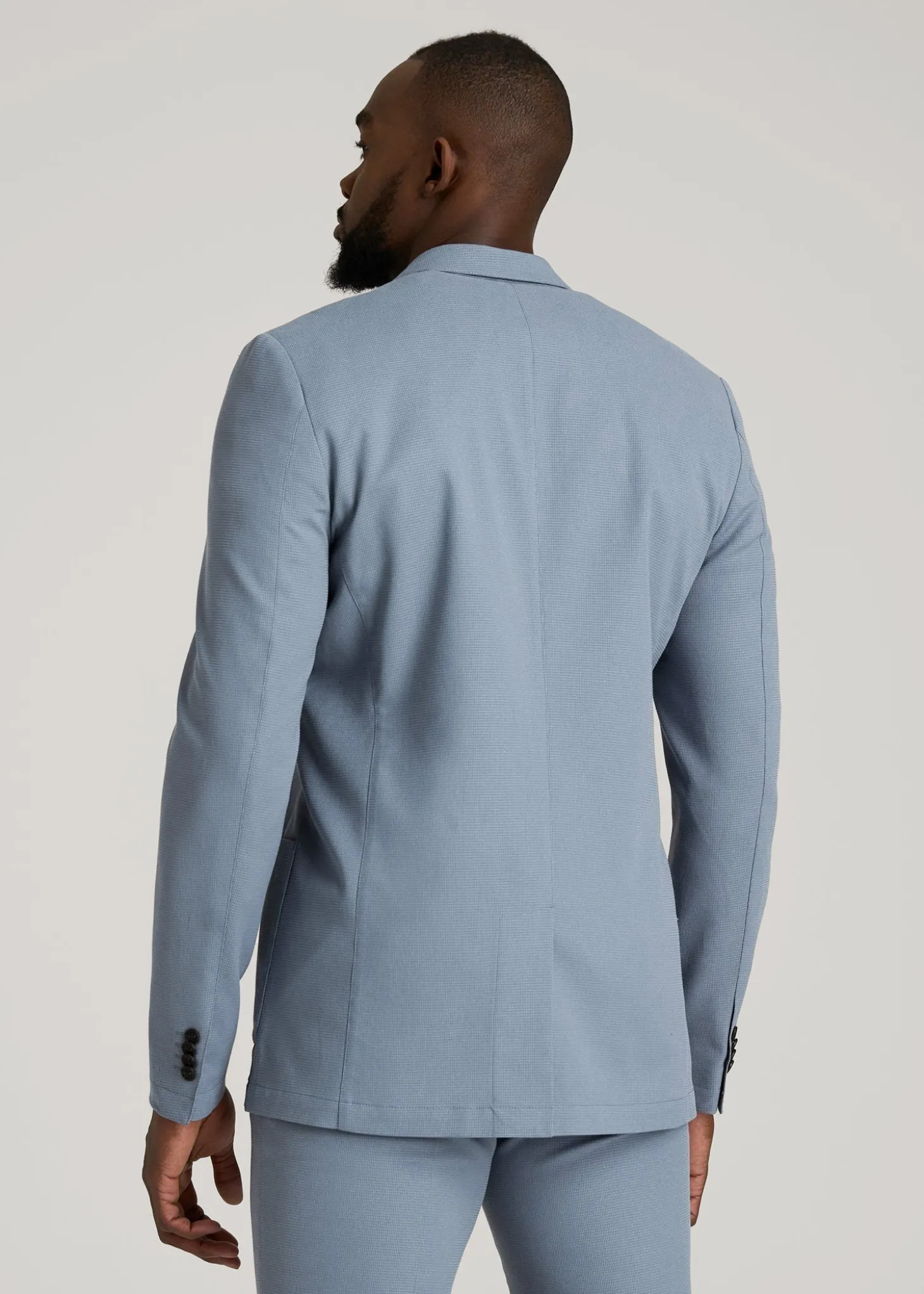 Textured Garment Washed Stretch Cotton Blazer for Tall Men