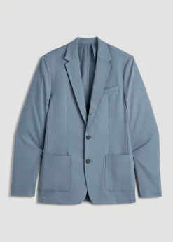 Textured Garment Washed Stretch Cotton Blazer for Tall Men