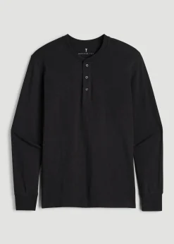 Three-Button Long Sleeve Slub Henley for Tall Men