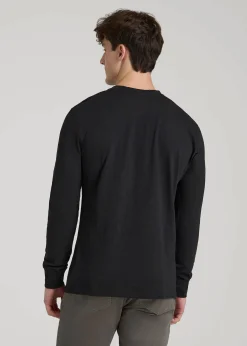 Three-Button Long Sleeve Slub Henley for Tall Men