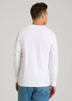 Three-Button Long Sleeve Slub Henley for Tall Men