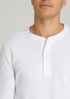 Three-Button Long Sleeve Slub Henley for Tall Men