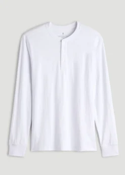 Three-Button Long Sleeve Slub Henley for Tall Men