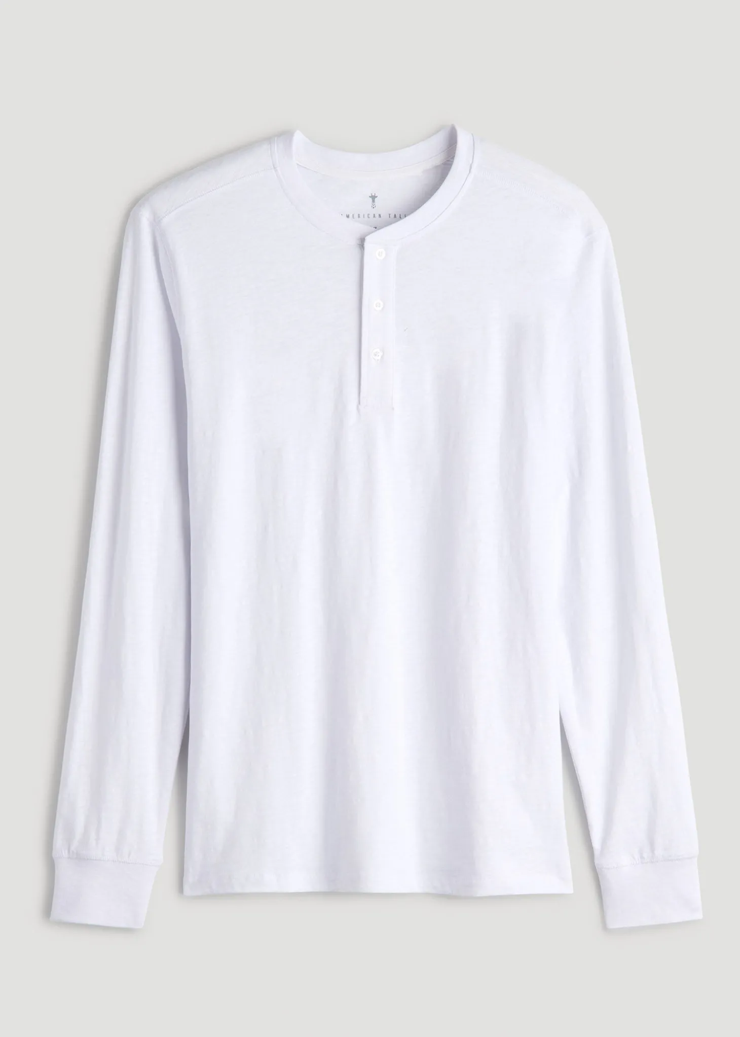 Three-Button Long Sleeve Slub Henley for Tall Men