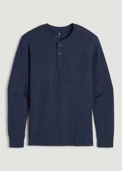 Three-Button Long Sleeve Slub Henley for Tall Men
