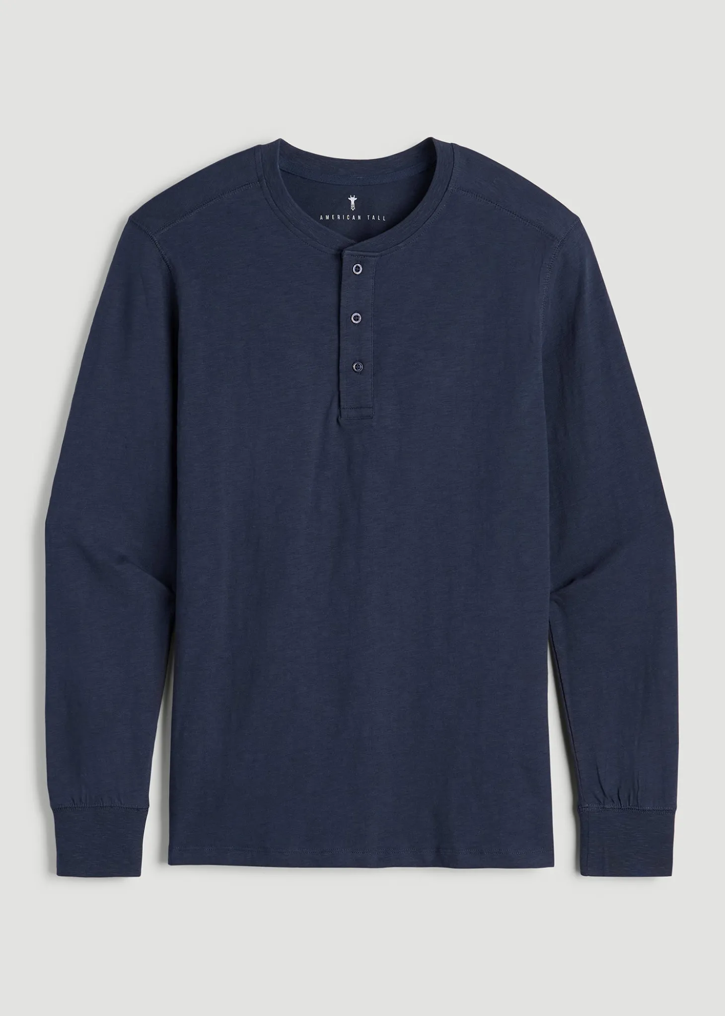 Three-Button Long Sleeve Slub Henley for Tall Men