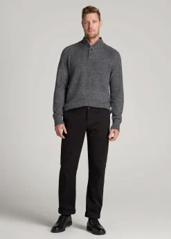 Three-Button Mock Neck Sweater for Tall Men