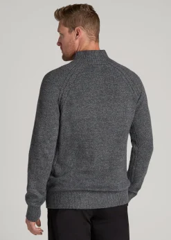 Three-Button Mock Neck Sweater for Tall Men