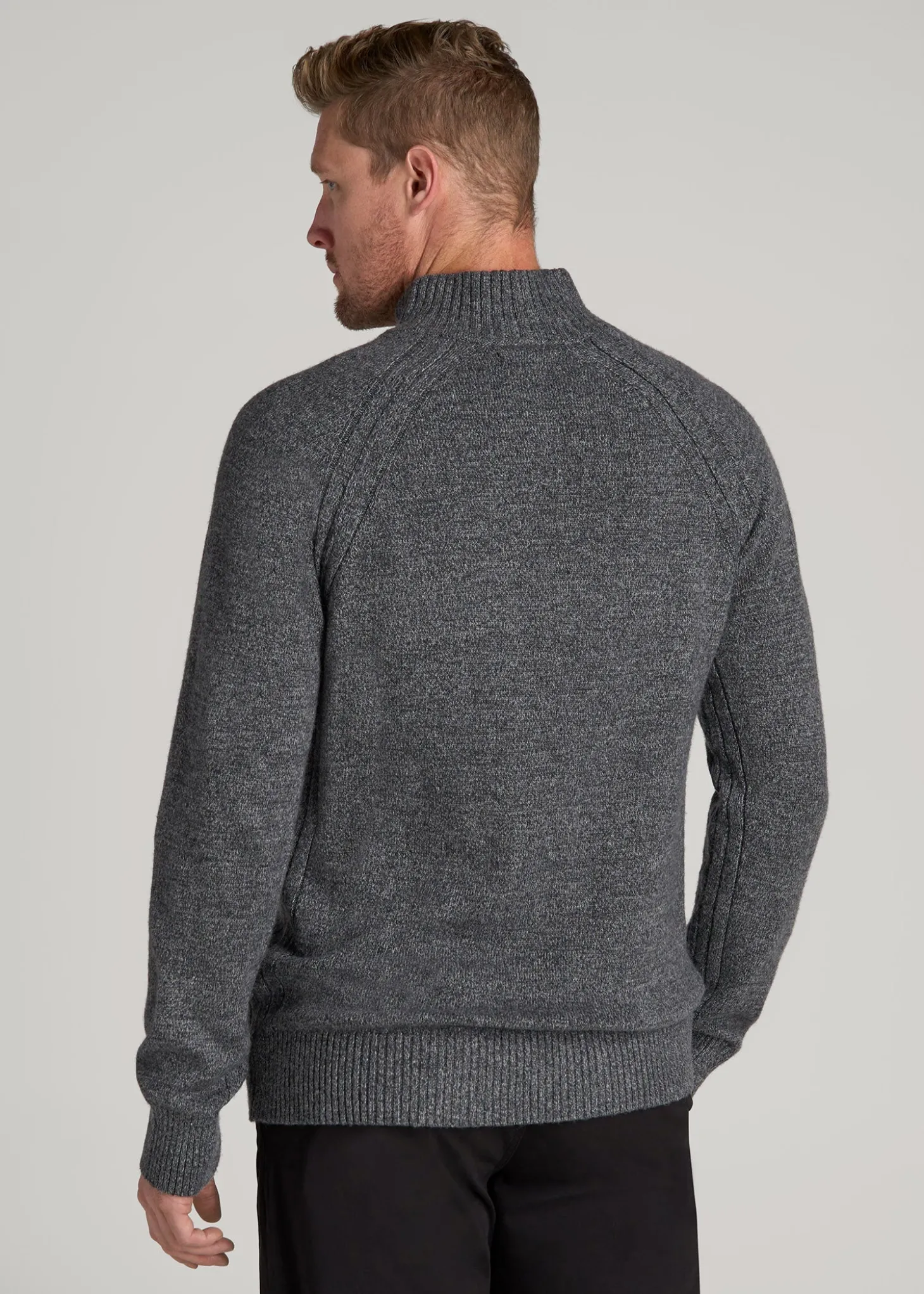 Three-Button Mock Neck Sweater for Tall Men