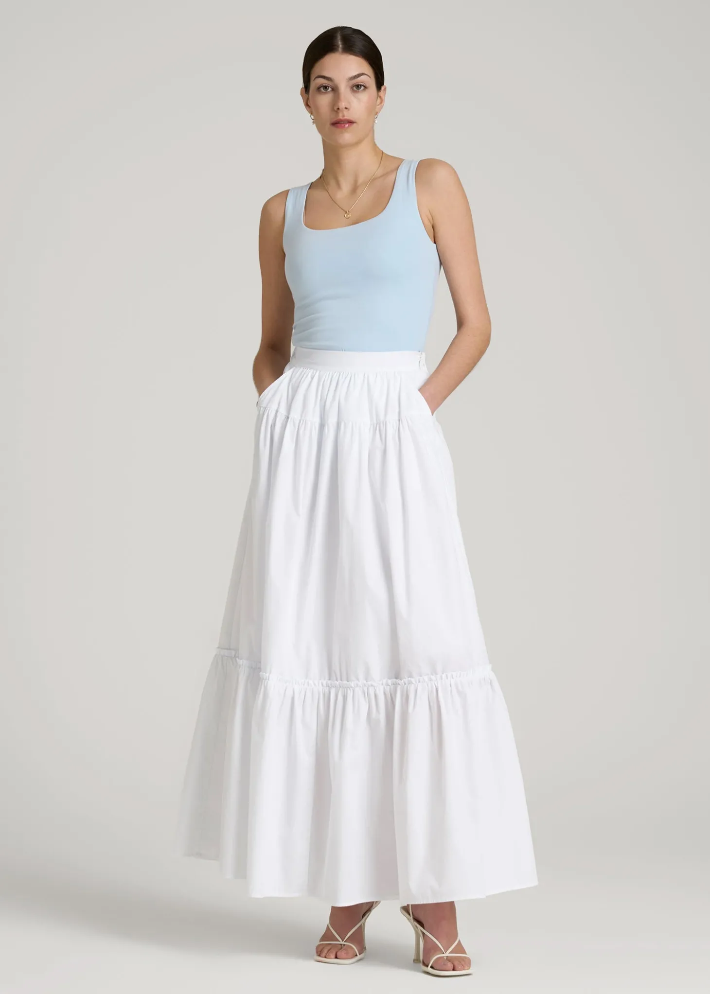 Tiered Cotton Maxi Skirt for Tall Women
