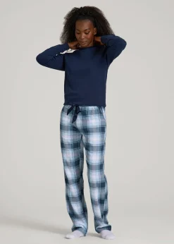 Tie Waist Flannel Pajama Pants for Tall Women