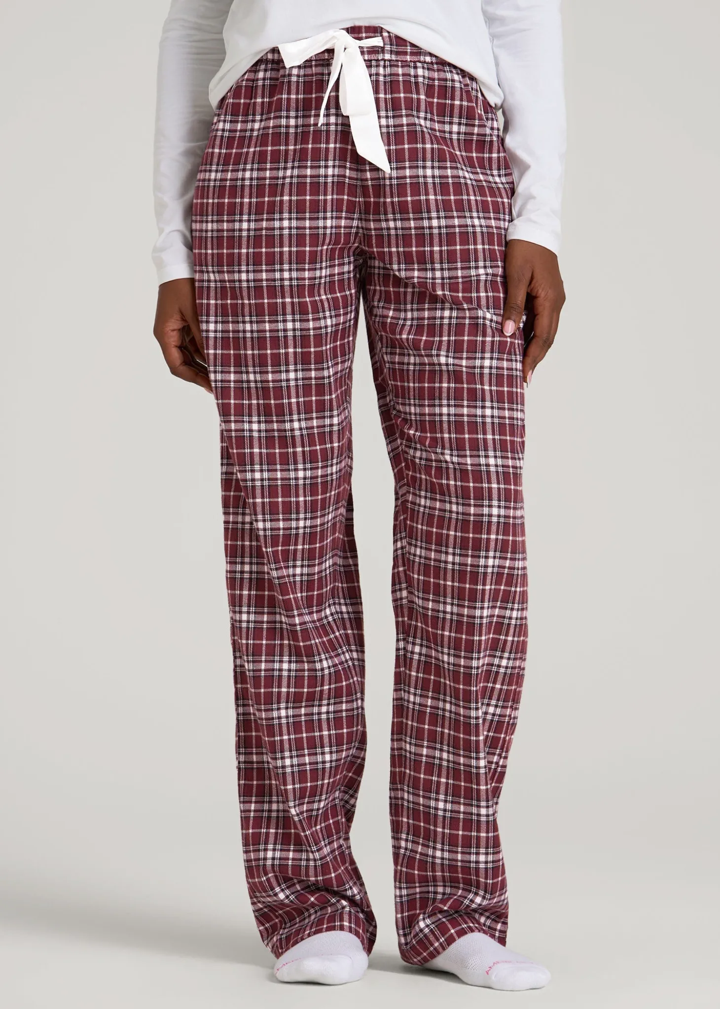 Tie Waist Flannel Pajama Pants for Tall Women