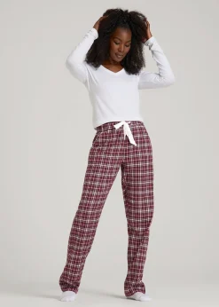 Tie Waist Flannel Pajama Pants for Tall Women
