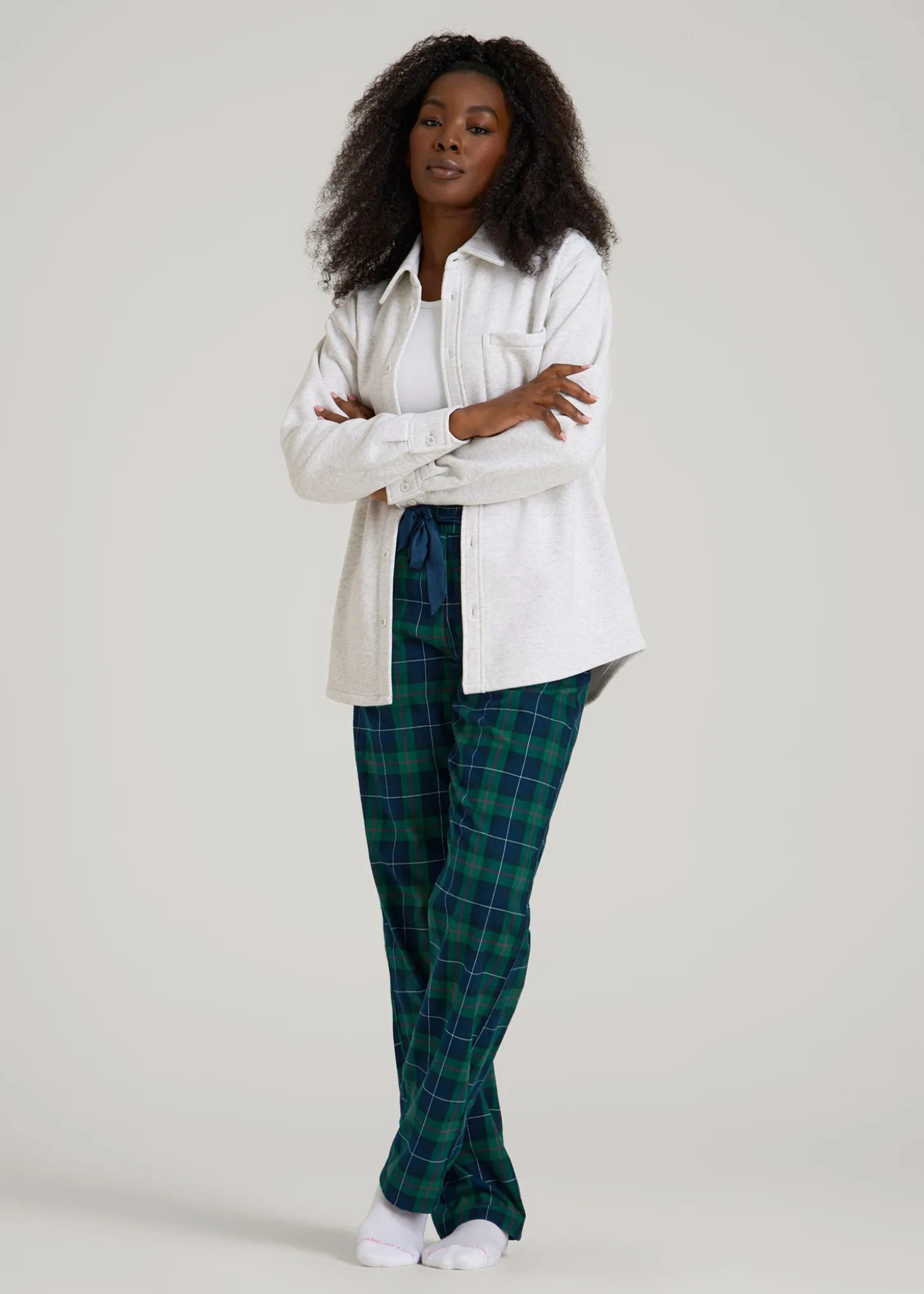 Tie Waist Flannel Pajama Pants for Tall Women