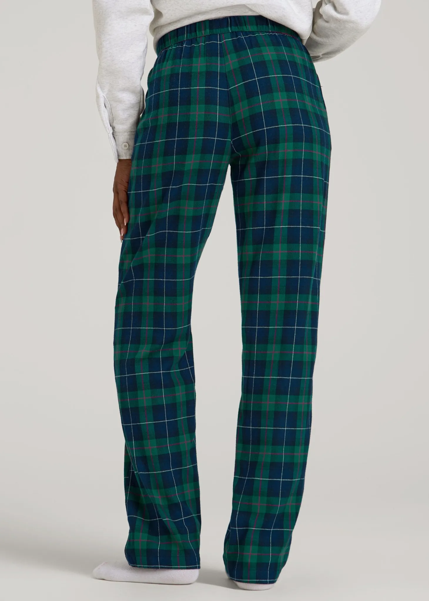 Tie Waist Flannel Pajama Pants for Tall Women